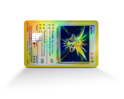 Anime Town Creations Holographic Credit Card Zapdos Pokemon Card Full Skins - Anime Pokemon Holographic Credit Card Skin