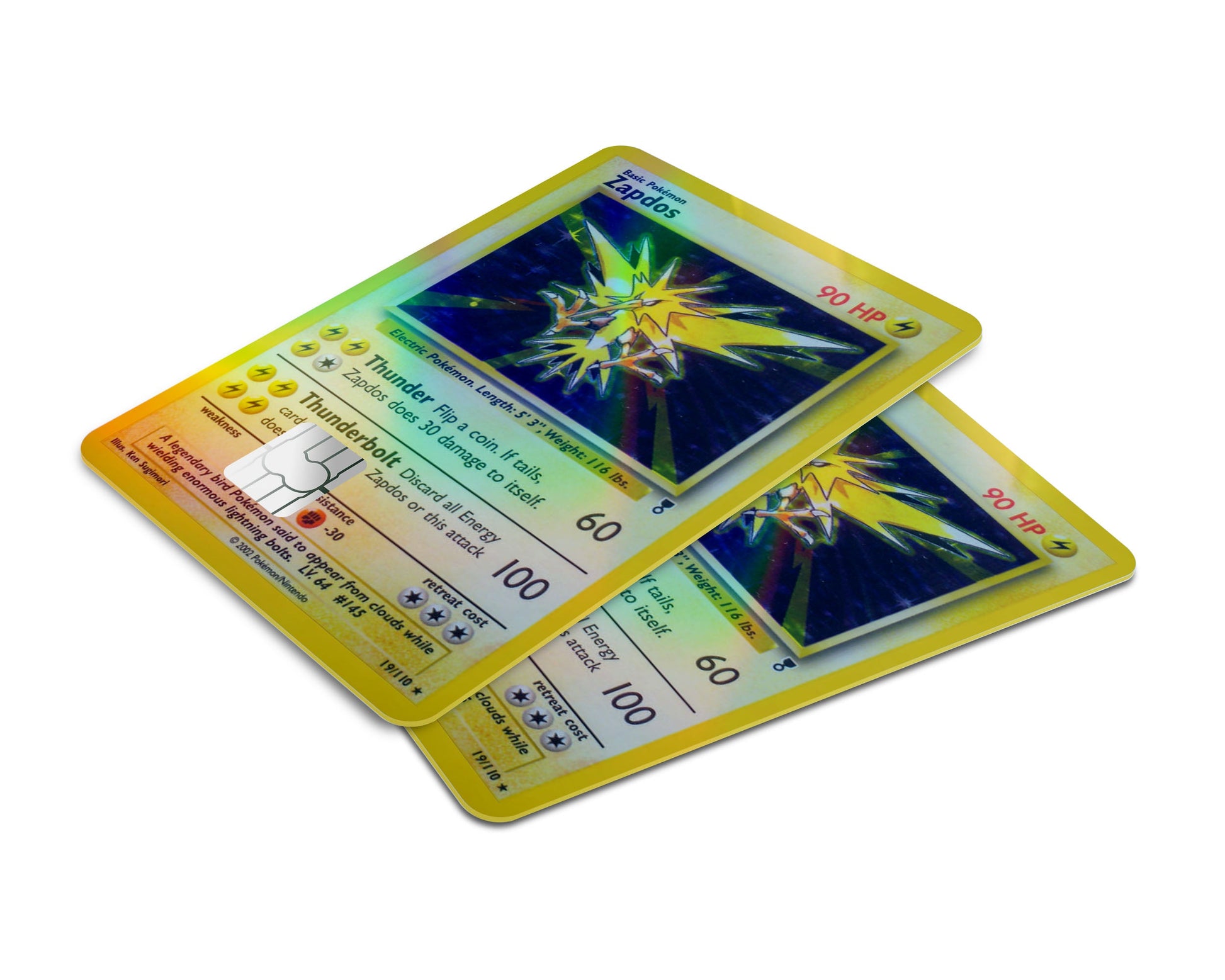 Anime Town Creations Holographic Credit Card Zapdos Pokemon Card Window Skins - Anime Pokemon Holographic Credit Card Skin