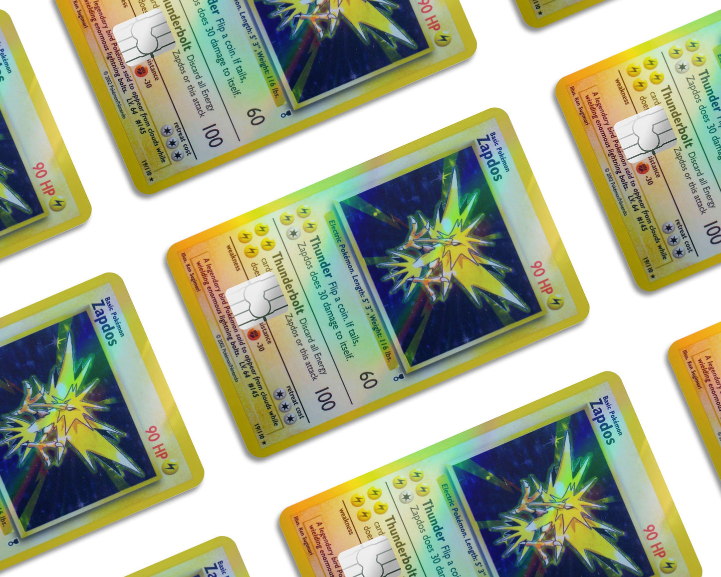 Anime Town Creations Holographic Credit Card Zapdos Pokemon Card Window Skins - Anime Pokemon Holographic Credit Card Skin