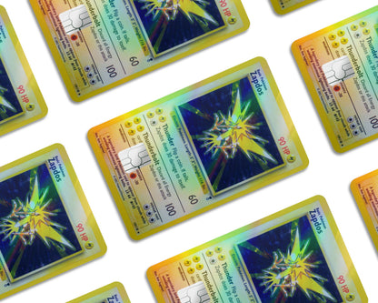 Anime Town Creations Holographic Credit Card Zapdos Pokemon Card Window Skins - Anime Pokemon Holographic Credit Card Skin