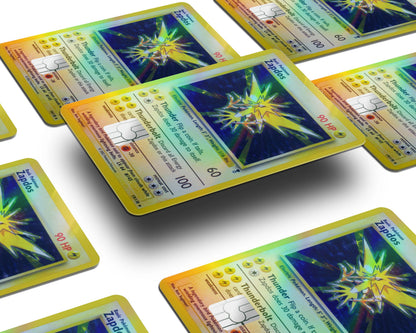 Anime Town Creations Holographic Credit Card Zapdos Pokemon Card Window Skins - Anime Pokemon Holographic Credit Card Skin