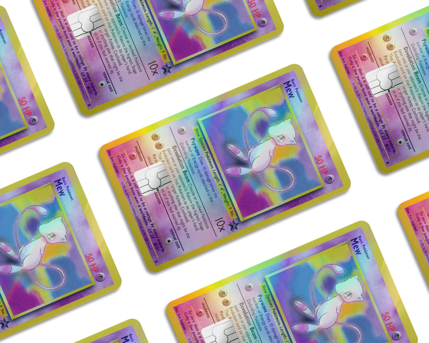 Anime Town Creations Holographic Credit Card Mew Pokemon Card Window Skins - Anime Pokemon Holographic Credit Card Skin