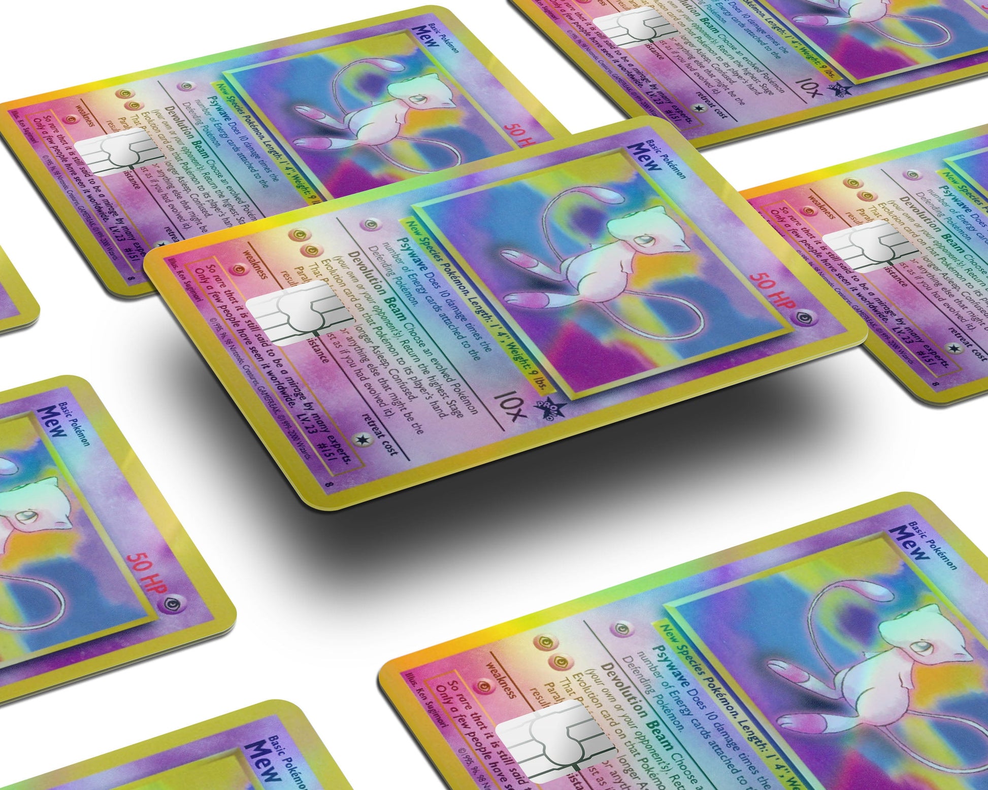 Anime Town Creations Holographic Credit Card Mew Pokemon Card Window Skins - Anime Pokemon Holographic Credit Card Skin