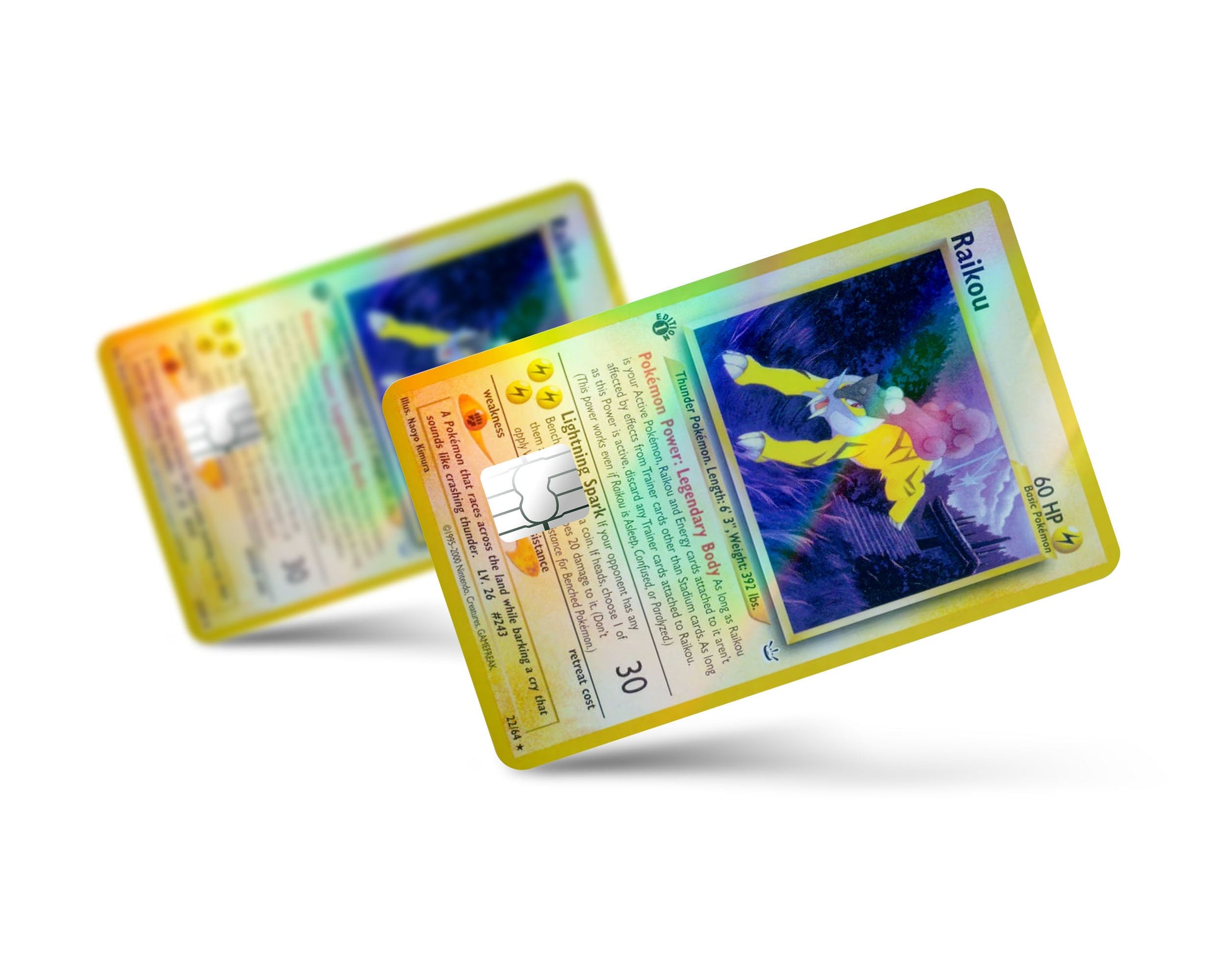 Anime Town Creations Holographic Credit Card Raikou Pokemon Card Full Skins - Anime Pokemon Holographic Credit Card Skin