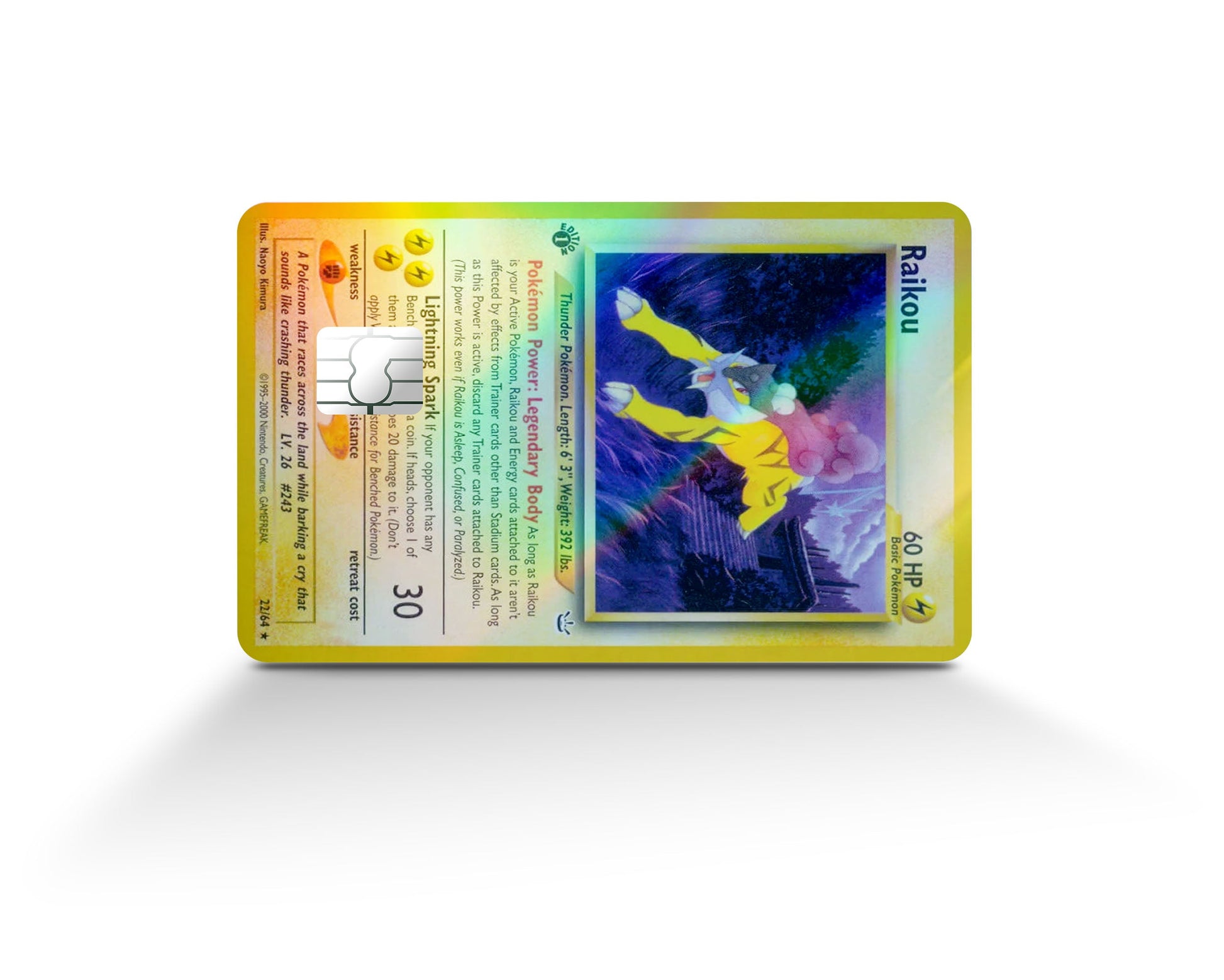 Anime Town Creations Holographic Credit Card Raikou Pokemon Card Full Skins - Anime Pokemon Holographic Credit Card Skin