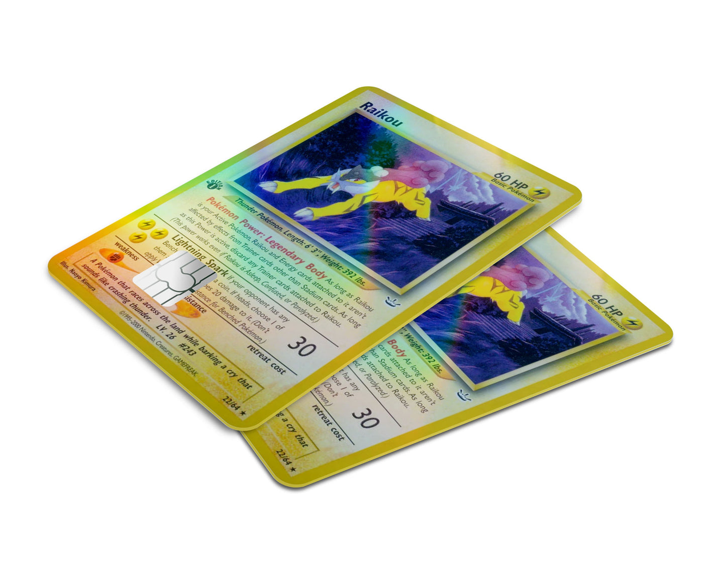 Anime Town Creations Holographic Credit Card Raikou Pokemon Card Window Skins - Anime Pokemon Holographic Credit Card Skin