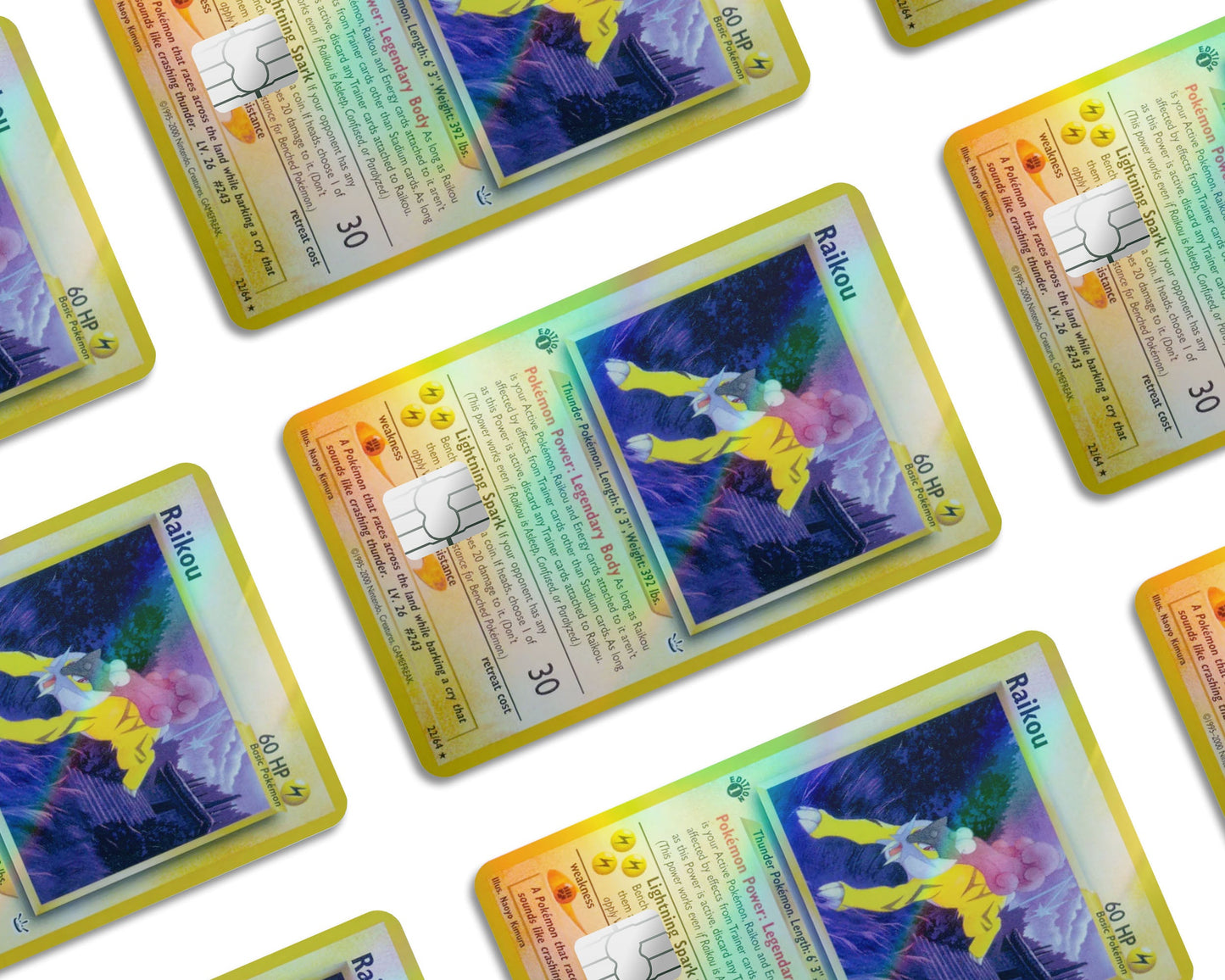 Anime Town Creations Holographic Credit Card Raikou Pokemon Card Window Skins - Anime Pokemon Holographic Credit Card Skin