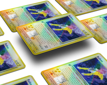 Anime Town Creations Holographic Credit Card Raikou Pokemon Card Window Skins - Anime Pokemon Holographic Credit Card Skin