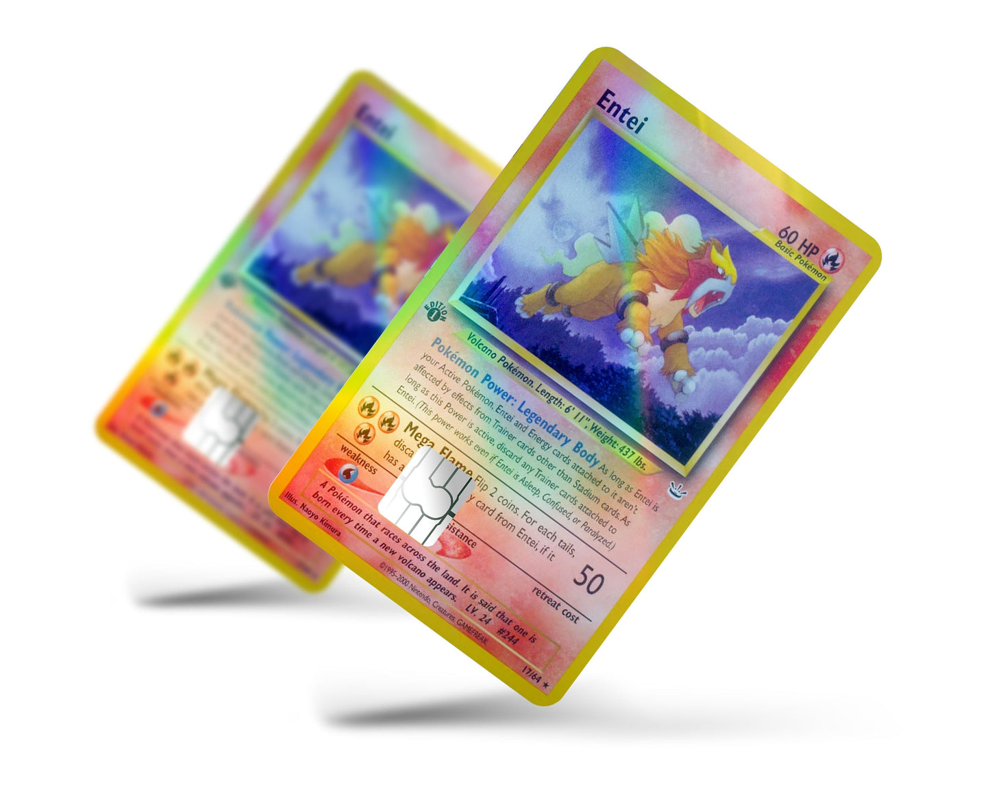 Anime Town Creations Holographic Credit Card Entei Pokemon Card Full Skins - Anime Pokemon Holographic Credit Card Skin