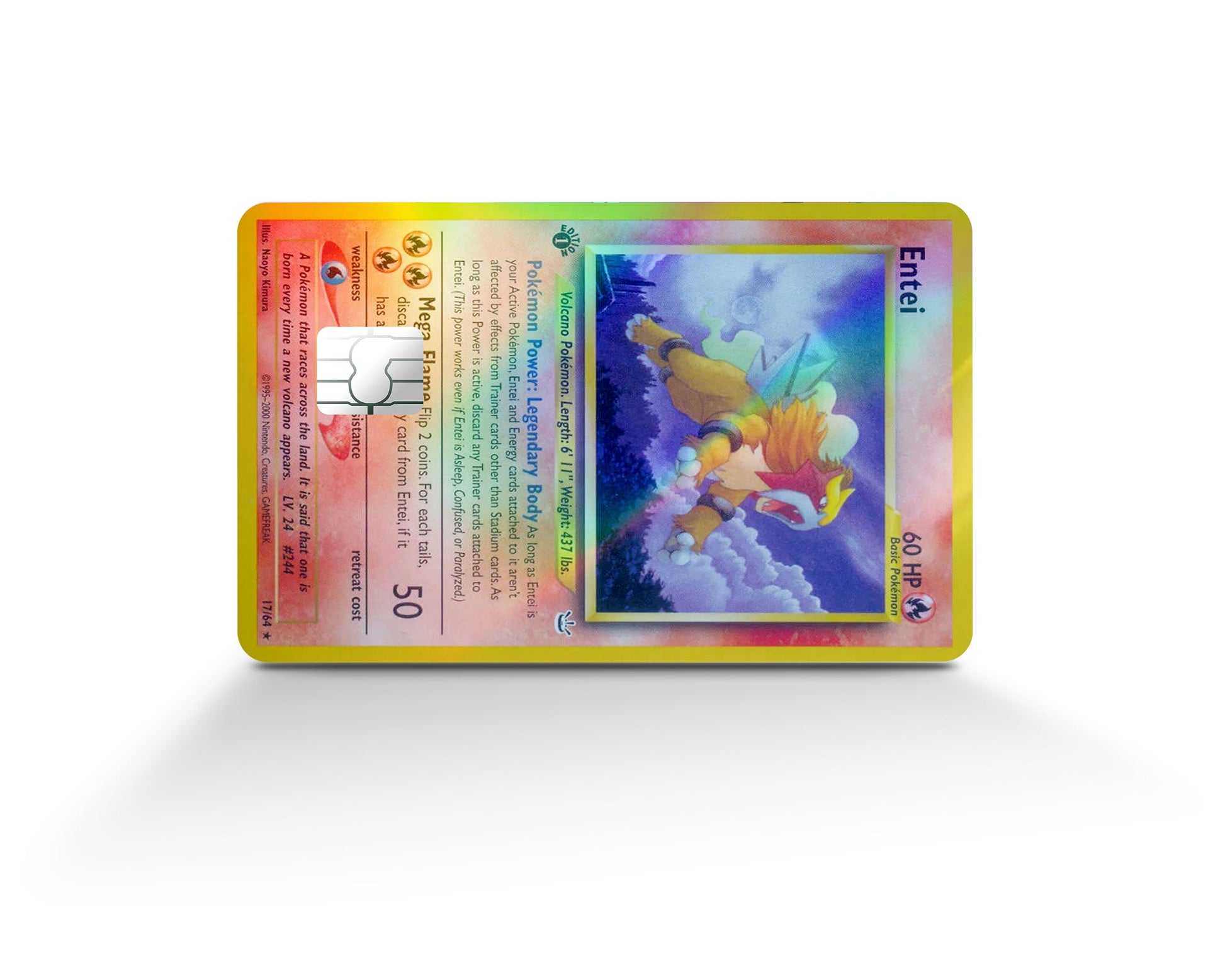 Anime Town Creations Holographic Credit Card Entei Pokemon Card Full Skins - Anime Pokemon Holographic Credit Card Skin