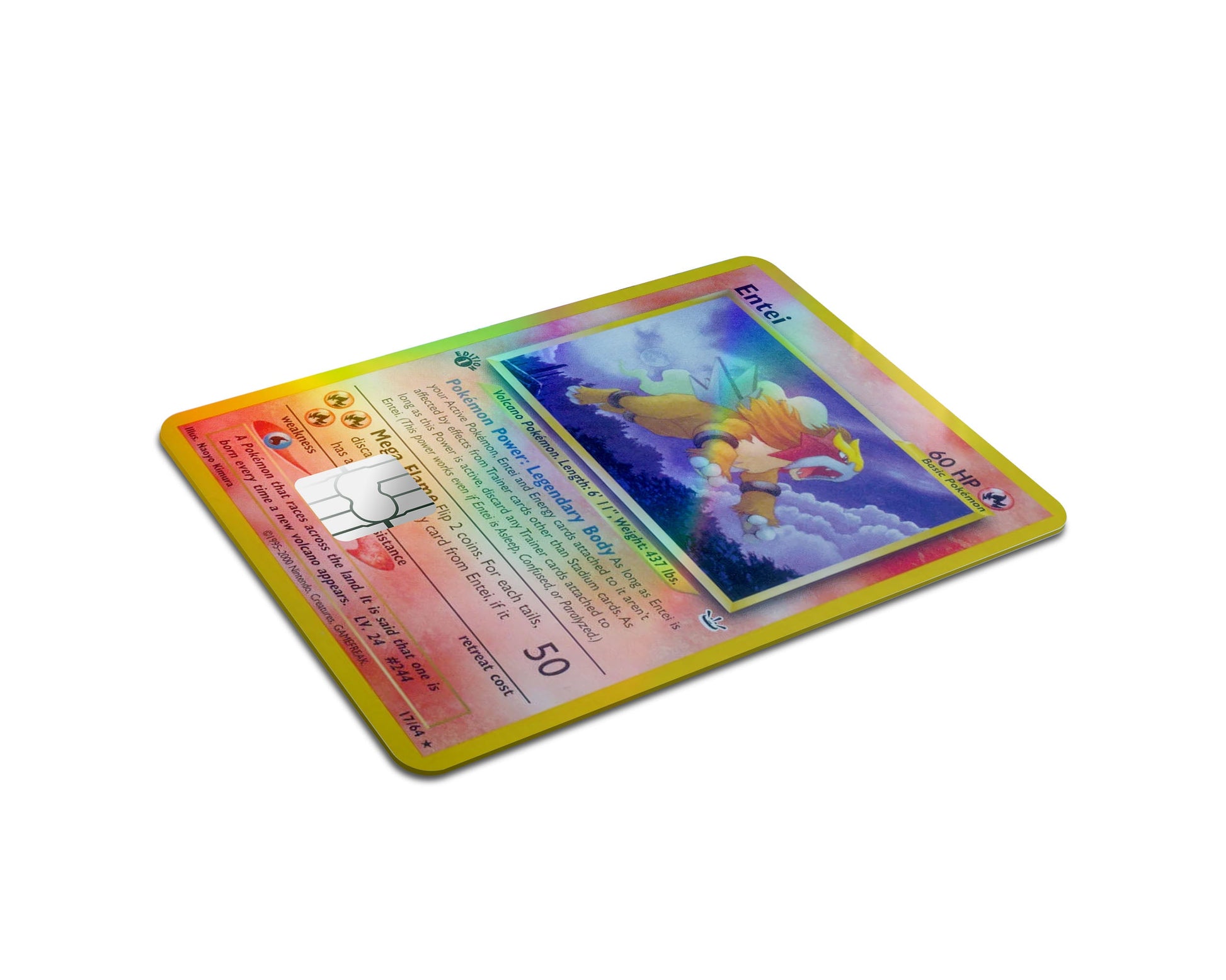 Anime Town Creations Holographic Credit Card Entei Pokemon Card Full Skins - Anime Pokemon Holographic Credit Card Skin