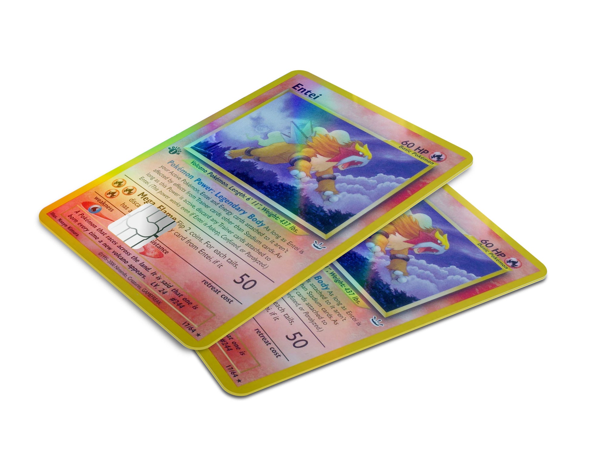 Anime Town Creations Holographic Credit Card Entei Pokemon Card Window Skins - Anime Pokemon Holographic Credit Card Skin