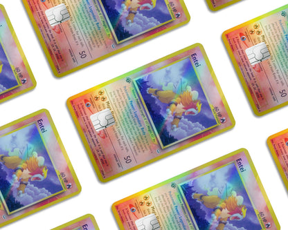 Anime Town Creations Holographic Credit Card Entei Pokemon Card Window Skins - Anime Pokemon Holographic Credit Card Skin