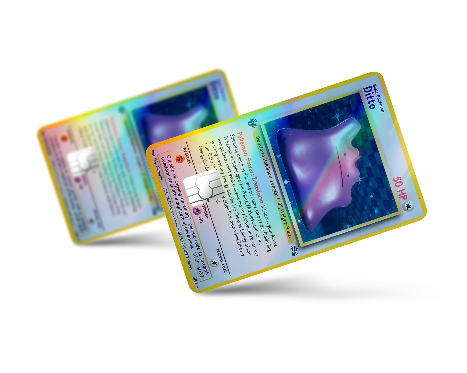 Anime Town Creations Holographic Credit Card Ditto Pokemon Card Full Skins - Anime Pokemon Holographic Credit Card Skin