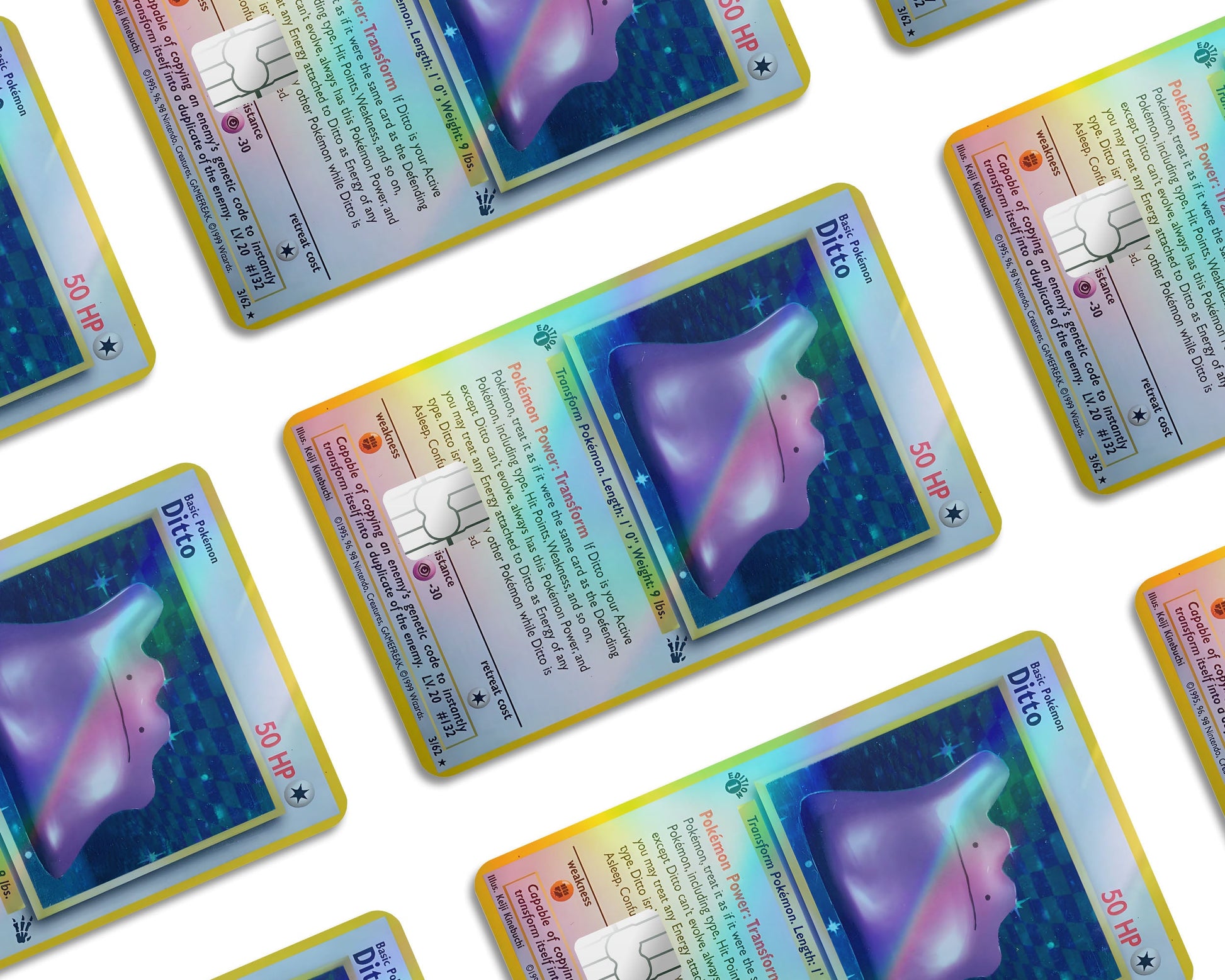 Anime Town Creations Holographic Credit Card Ditto Pokemon Card Window Skins - Anime Pokemon Holographic Credit Card Skin