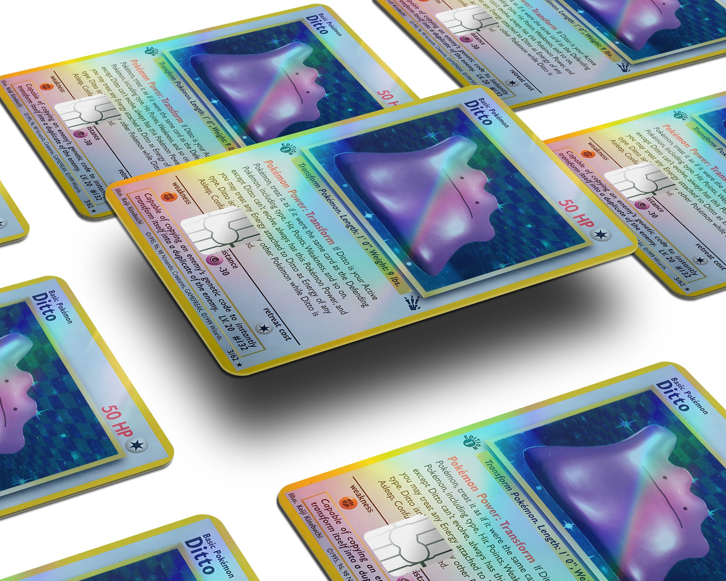 Anime Town Creations Holographic Credit Card Ditto Pokemon Card Window Skins - Anime Pokemon Holographic Credit Card Skin