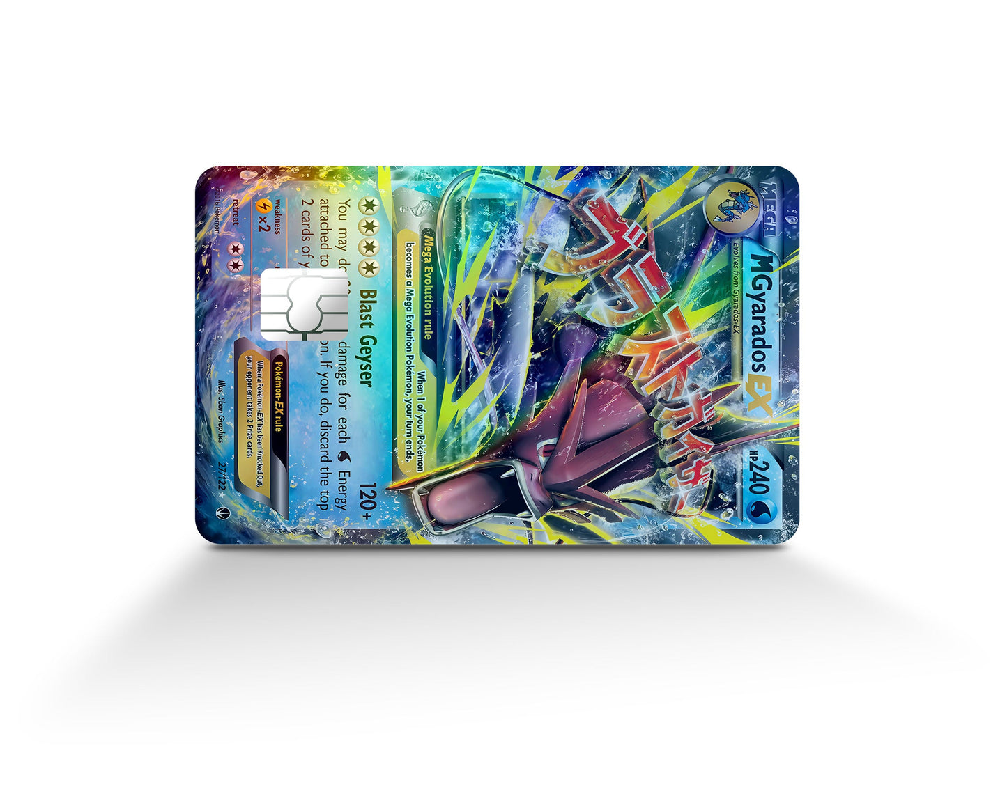 Anime Town Creations Holographic Credit Card Mega Gyarados Pokemon Card Full Skins - Anime Pokemon Holographic Credit Card Skin