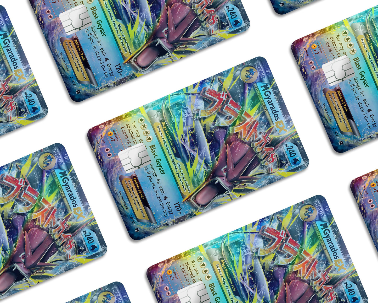 Anime Town Creations Holographic Credit Card Mega Gyarados Pokemon Card Window Skins - Anime Pokemon Holographic Credit Card Skin