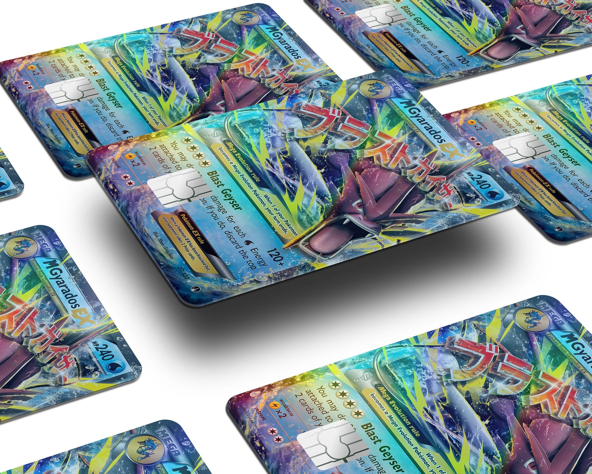 Anime Town Creations Holographic Credit Card Mega Gyarados Pokemon Card Window Skins - Anime Pokemon Holographic Credit Card Skin