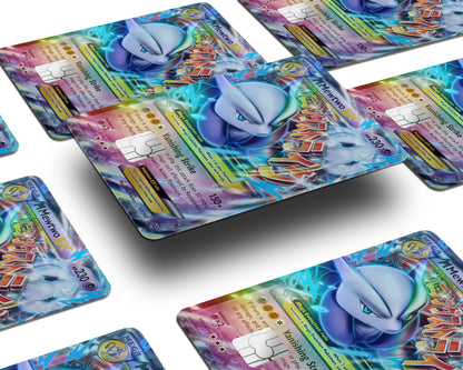 Anime Town Creations Holographic Credit Card Mega Mewtwo X Pokemon Card Window Skins - Anime Pokemon Holographic Credit Card Skin