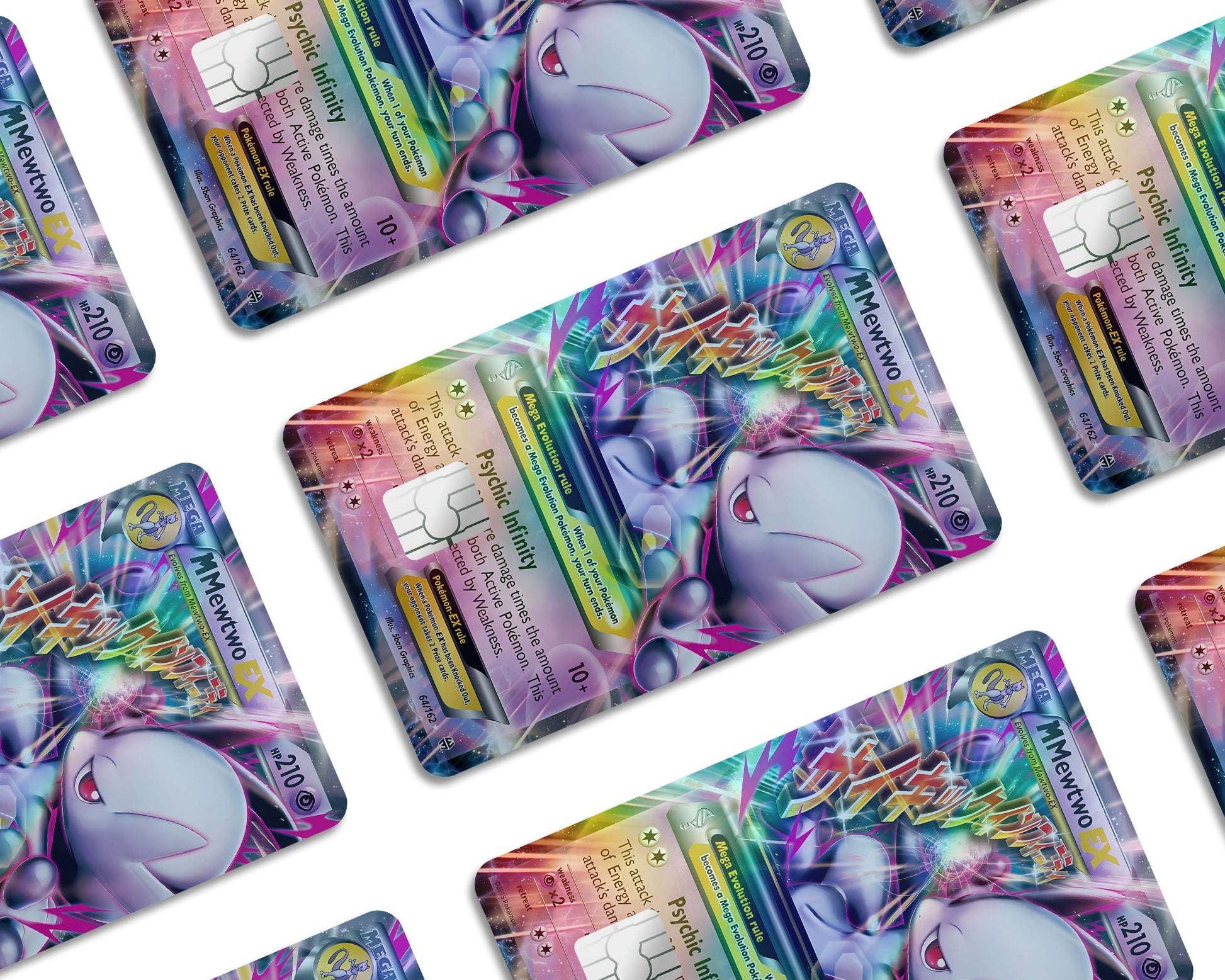 Anime Town Creations Holographic Credit Card Mega Mewtwo Y Pokemon Card Window Skins - Anime Pokemon Holographic Credit Card Skin