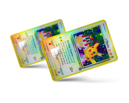 Anime Town Creations Holographic Credit Card Birthday Pikachu Pokemon Card Full Skins - Anime Pokemon Holographic Credit Card Skin