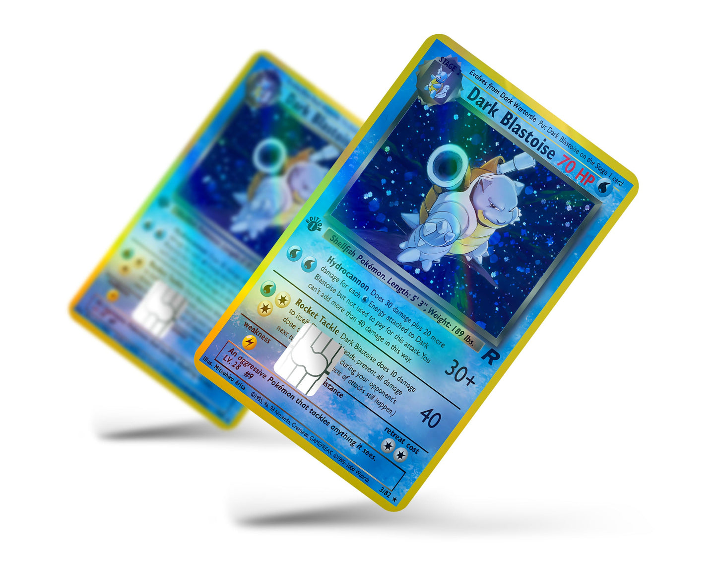 Anime Town Creations Holographic Credit Card Dark Blastoise Pokemon Card Full Skins - Anime Pokemon Holographic Credit Card Skin