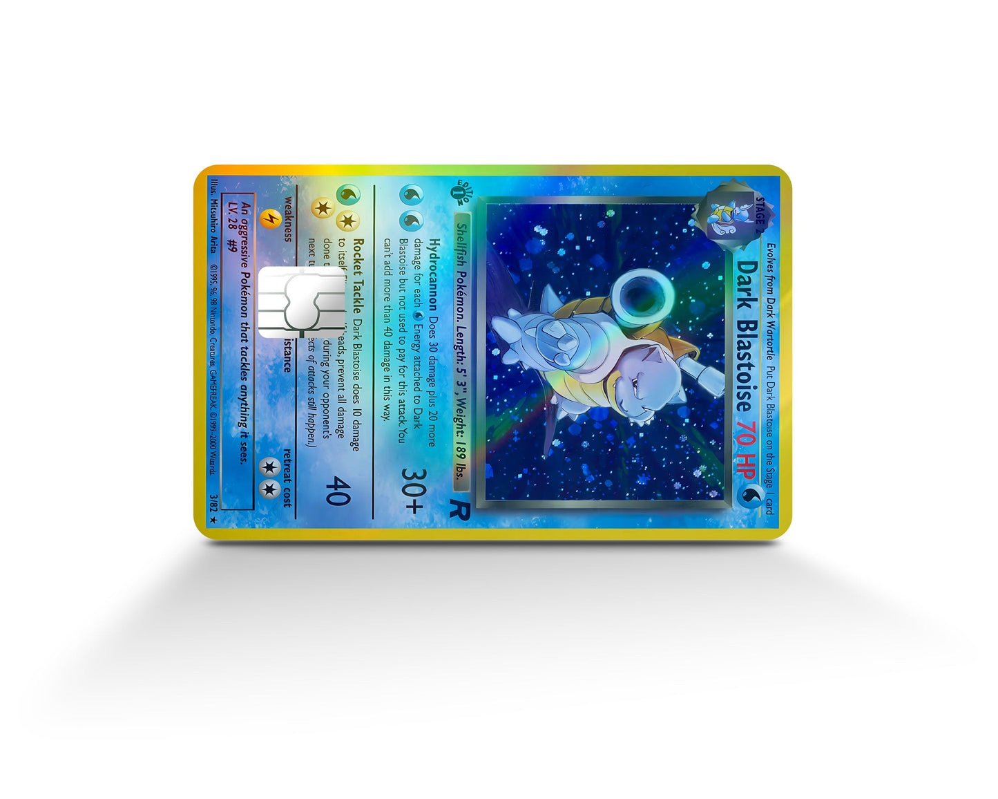 Anime Town Creations Holographic Credit Card Dark Blastoise Pokemon Card Full Skins - Anime Pokemon Holographic Credit Card Skin