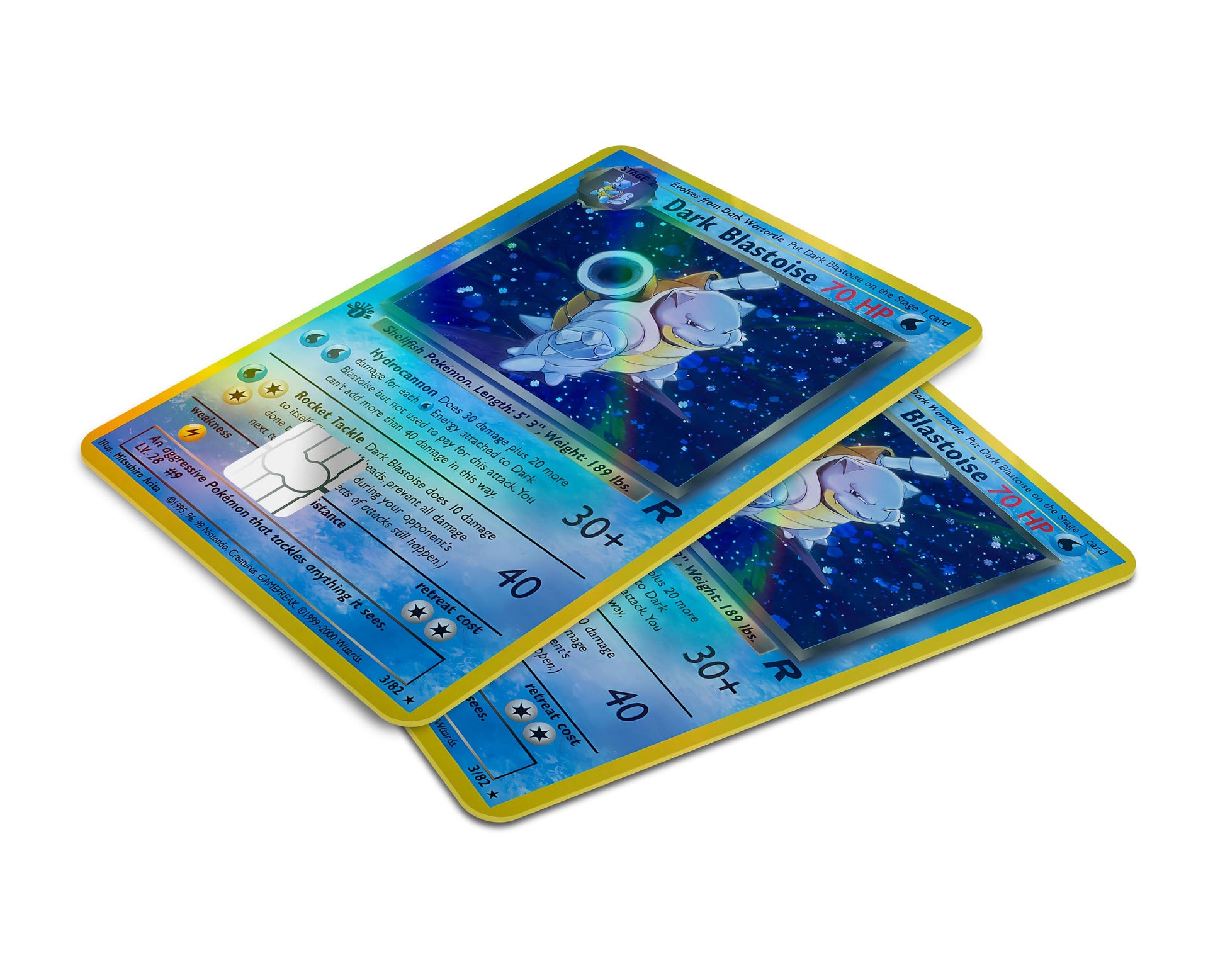 Anime Town Creations Holographic Credit Card Dark Blastoise Pokemon Card Window Skins - Anime Pokemon Holographic Credit Card Skin
