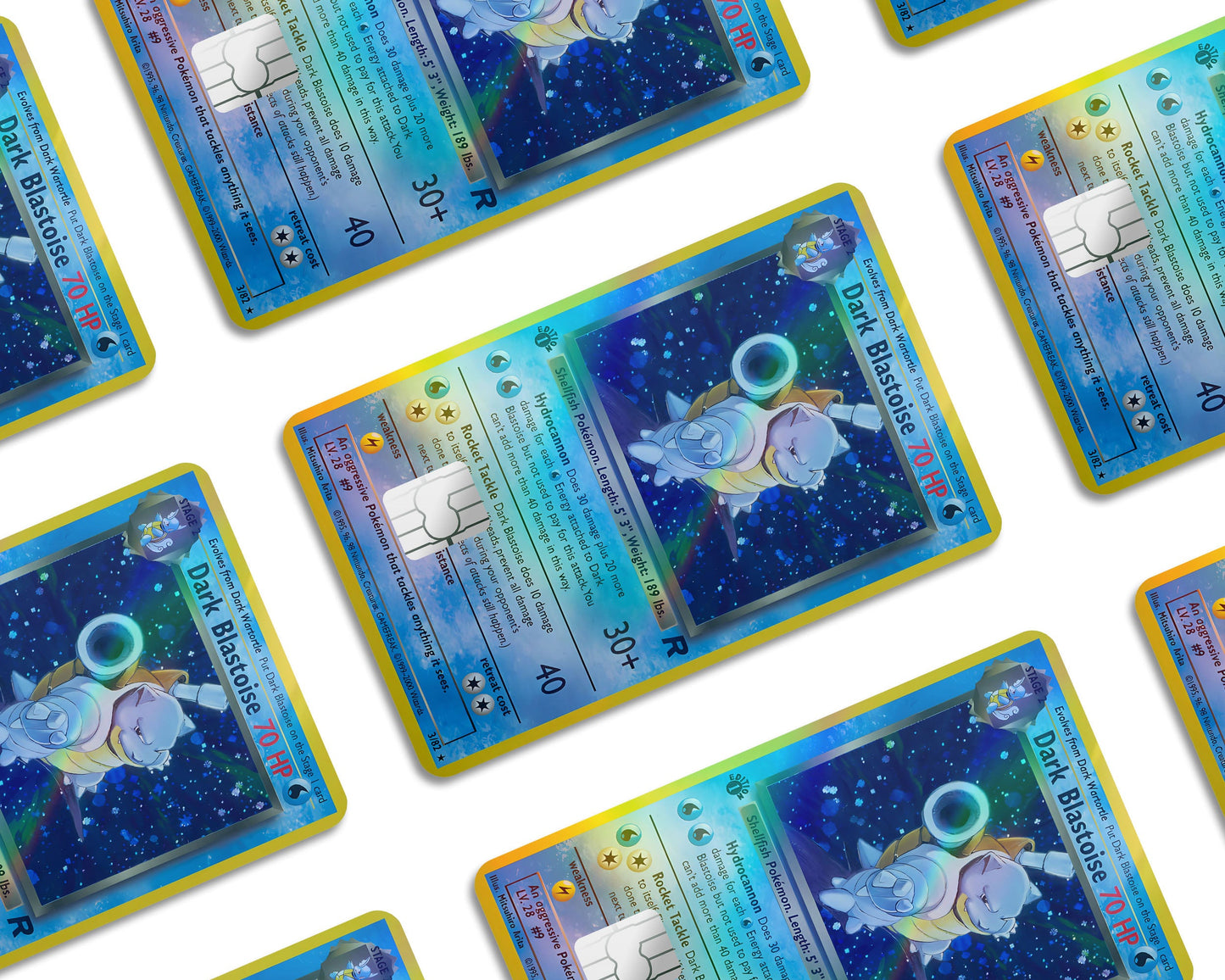 Anime Town Creations Holographic Credit Card Dark Blastoise Pokemon Card Window Skins - Anime Pokemon Holographic Credit Card Skin