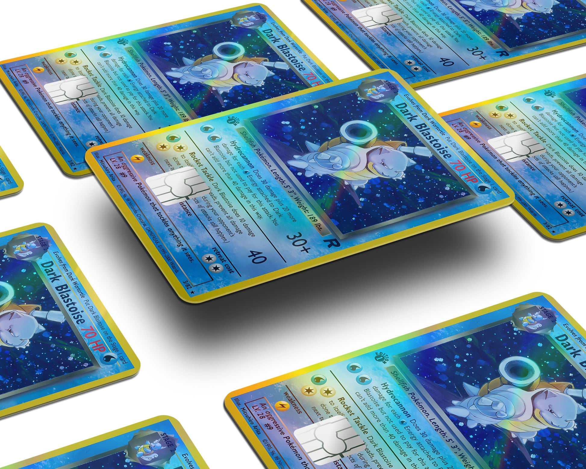Anime Town Creations Holographic Credit Card Dark Blastoise Pokemon Card Window Skins - Anime Pokemon Holographic Credit Card Skin