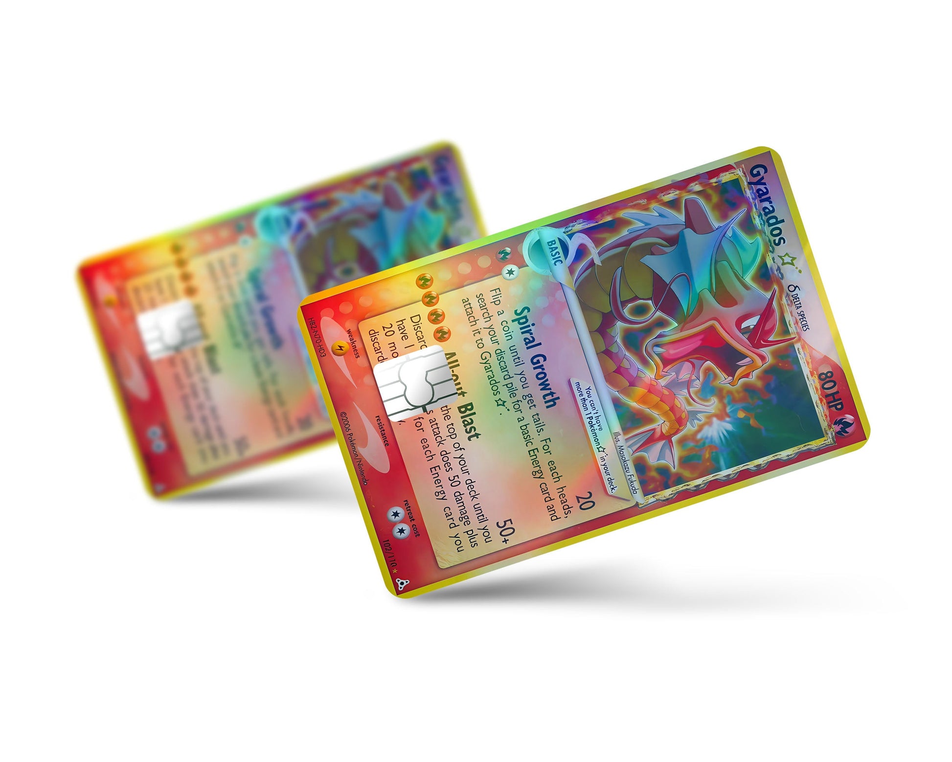 Anime Town Creations Holographic Credit Card Gyarados Star Pokemon Card Full Skins - Anime Pokemon Holographic Credit Card Skin