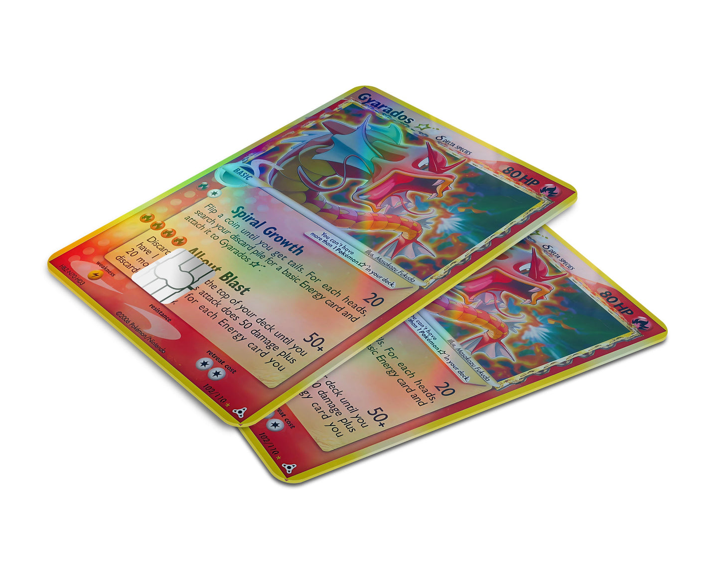 Anime Town Creations Holographic Credit Card Gyarados Star Pokemon Card Window Skins - Anime Pokemon Holographic Credit Card Skin