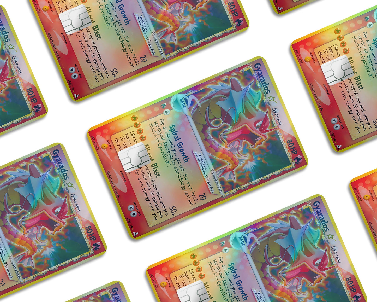 Anime Town Creations Holographic Credit Card Gyarados Star Pokemon Card Window Skins - Anime Pokemon Holographic Credit Card Skin