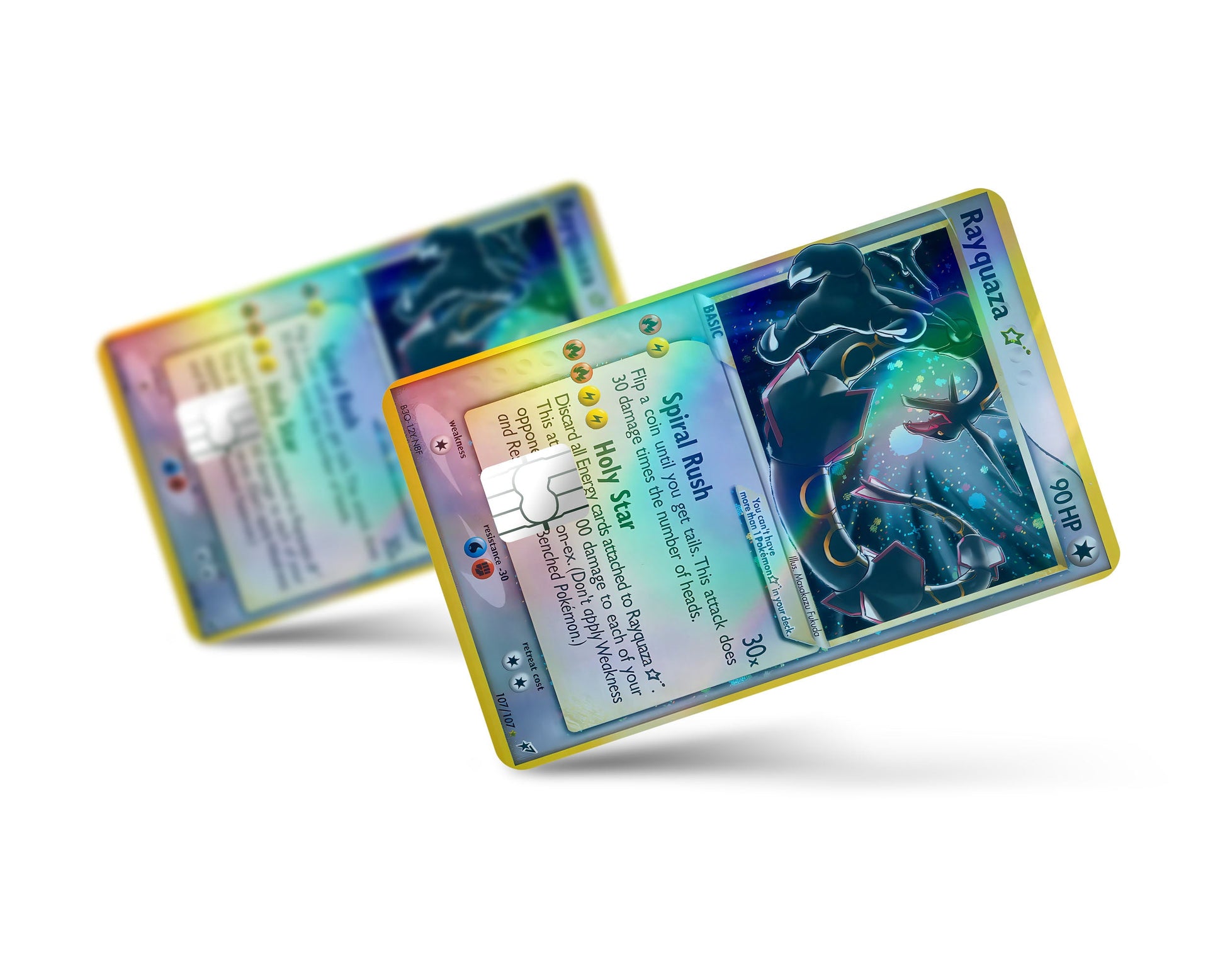 Anime Town Creations Holographic Credit Card Promo Rayquaza Star Pokemon Card Full Skins - Anime Pokemon Holographic Credit Card Skin