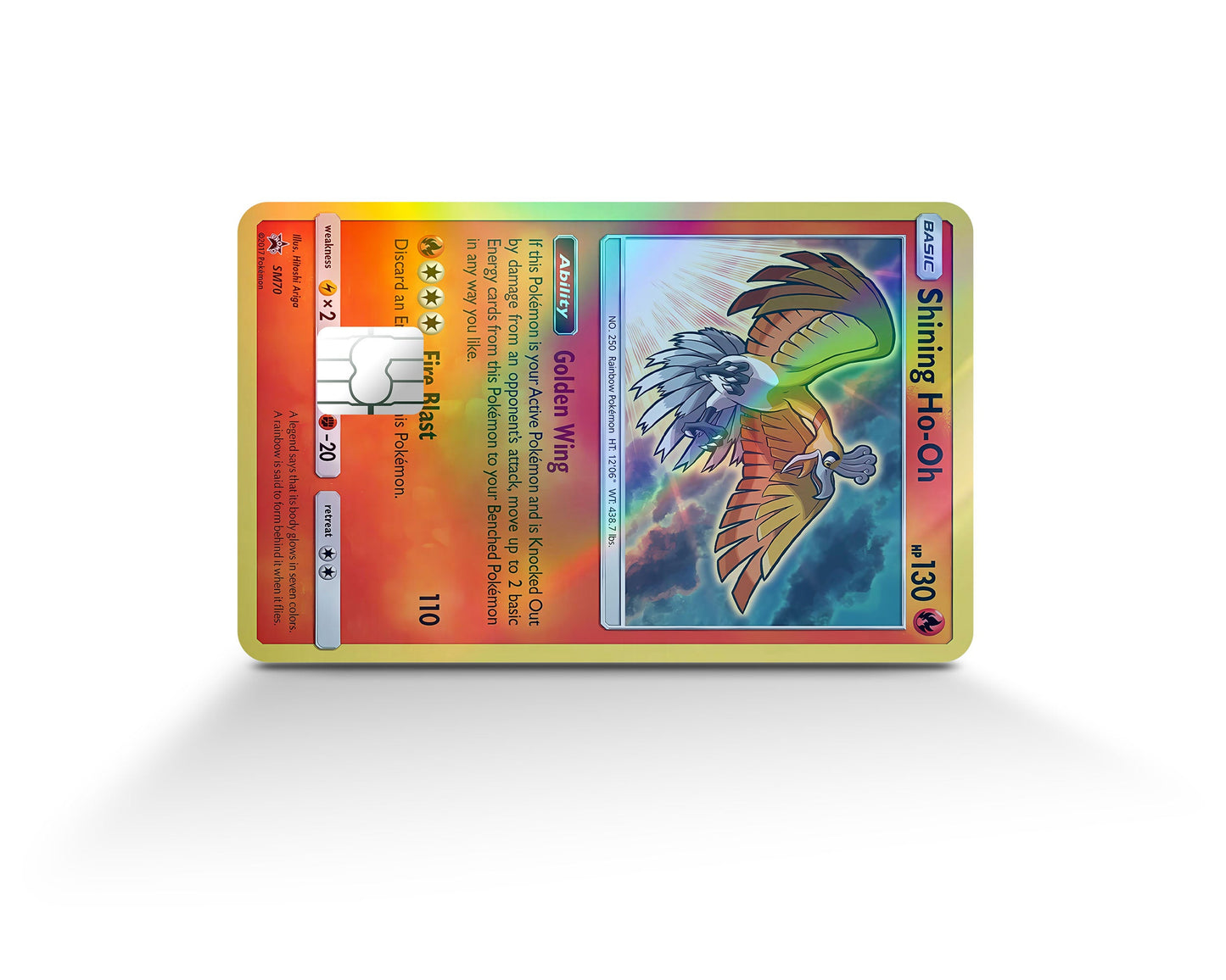 Anime Town Creations Holographic Credit Card Shining Ho-oh Pokemon Card Full Skins - Anime Pokemon Holographic Credit Card Skin