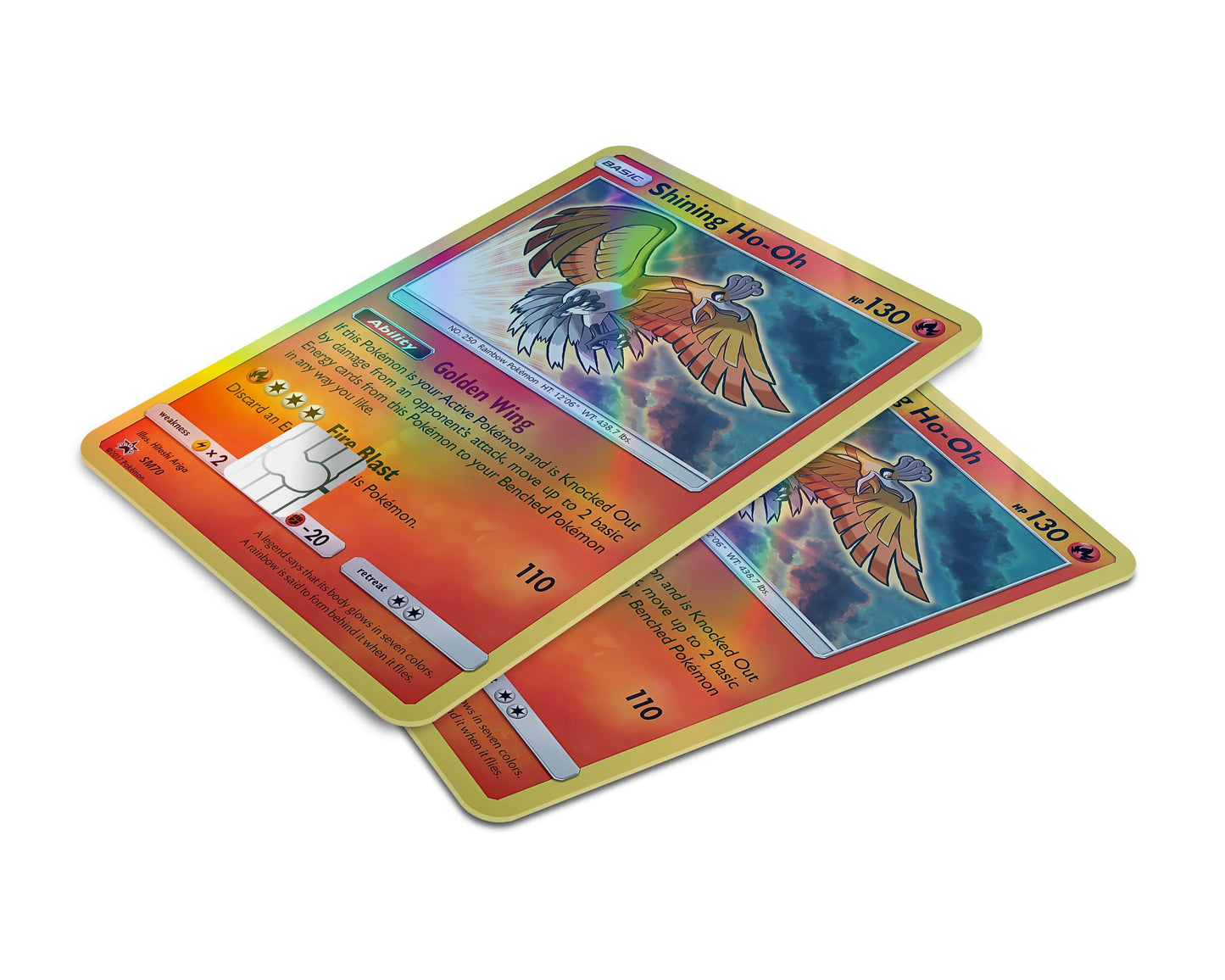 Anime Town Creations Holographic Credit Card Shining Ho-oh Pokemon Card Window Skins - Anime Pokemon Holographic Credit Card Skin