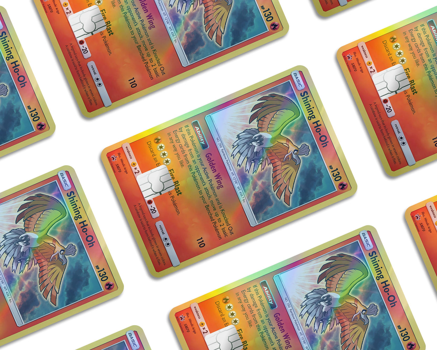 Anime Town Creations Holographic Credit Card Shining Ho-oh Pokemon Card Window Skins - Anime Pokemon Holographic Credit Card Skin
