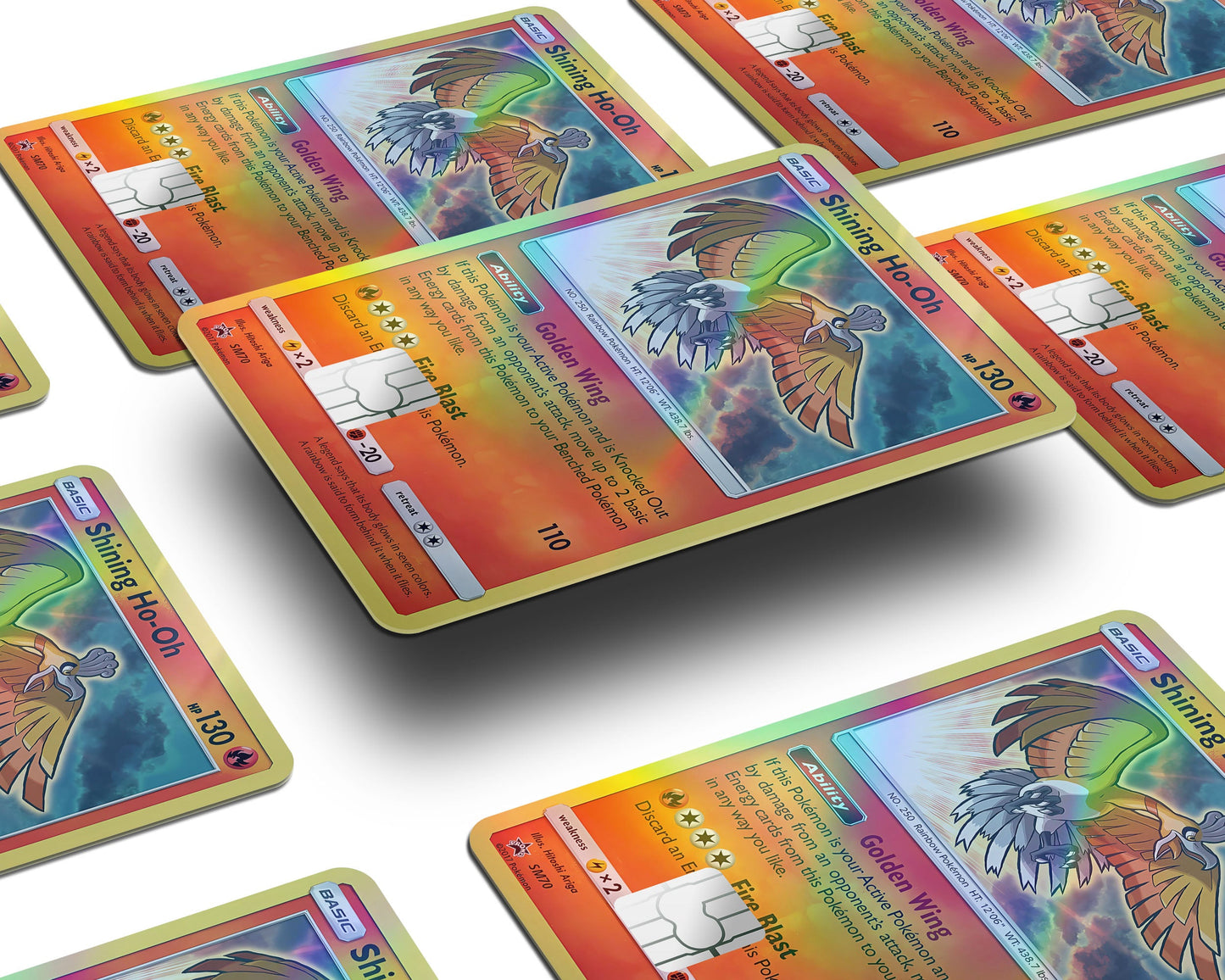 Anime Town Creations Holographic Credit Card Shining Ho-oh Pokemon Card Window Skins - Anime Pokemon Holographic Credit Card Skin
