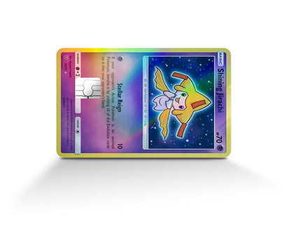 Anime Town Creations Holographic Credit Card Shining Jirachi Pokemon Card Full Skins - Anime Pokemon Holographic Credit Card Skin