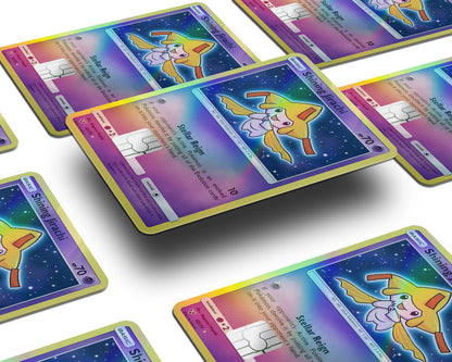Anime Town Creations Holographic Credit Card Shining Jirachi Pokemon Card Window Skins - Anime Pokemon Holographic Credit Card Skin