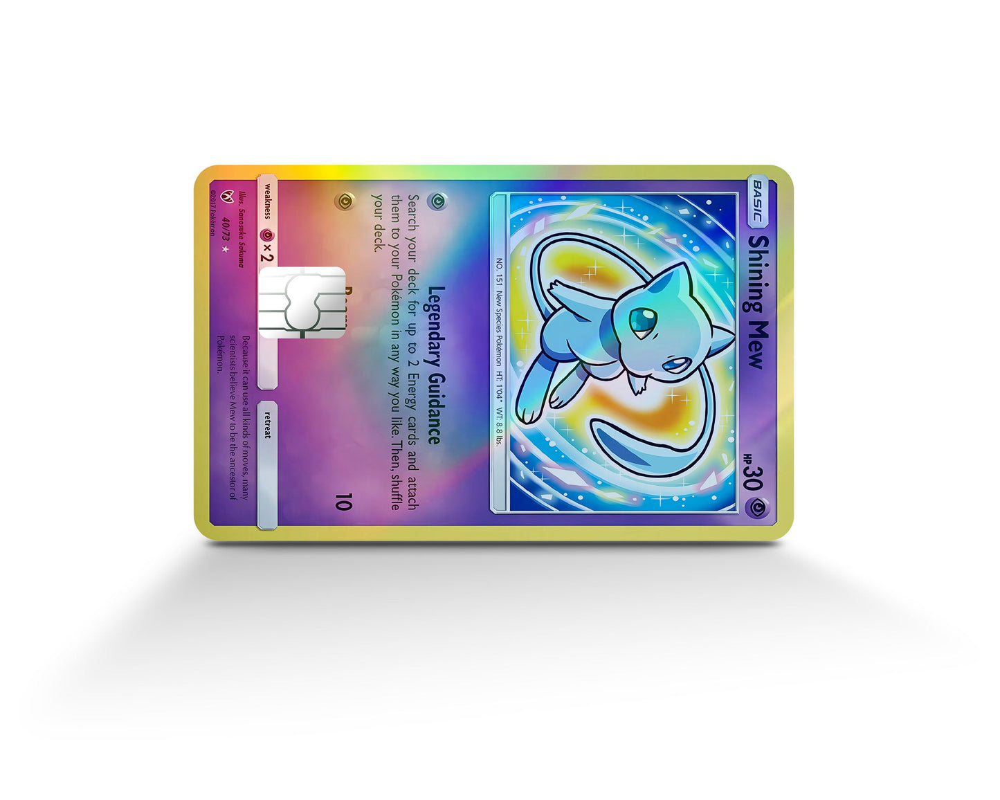 Anime Town Creations Holographic Credit Card Shining Mew Pokemon Card Full Skins - Anime Pokemon Holographic Credit Card Skin
