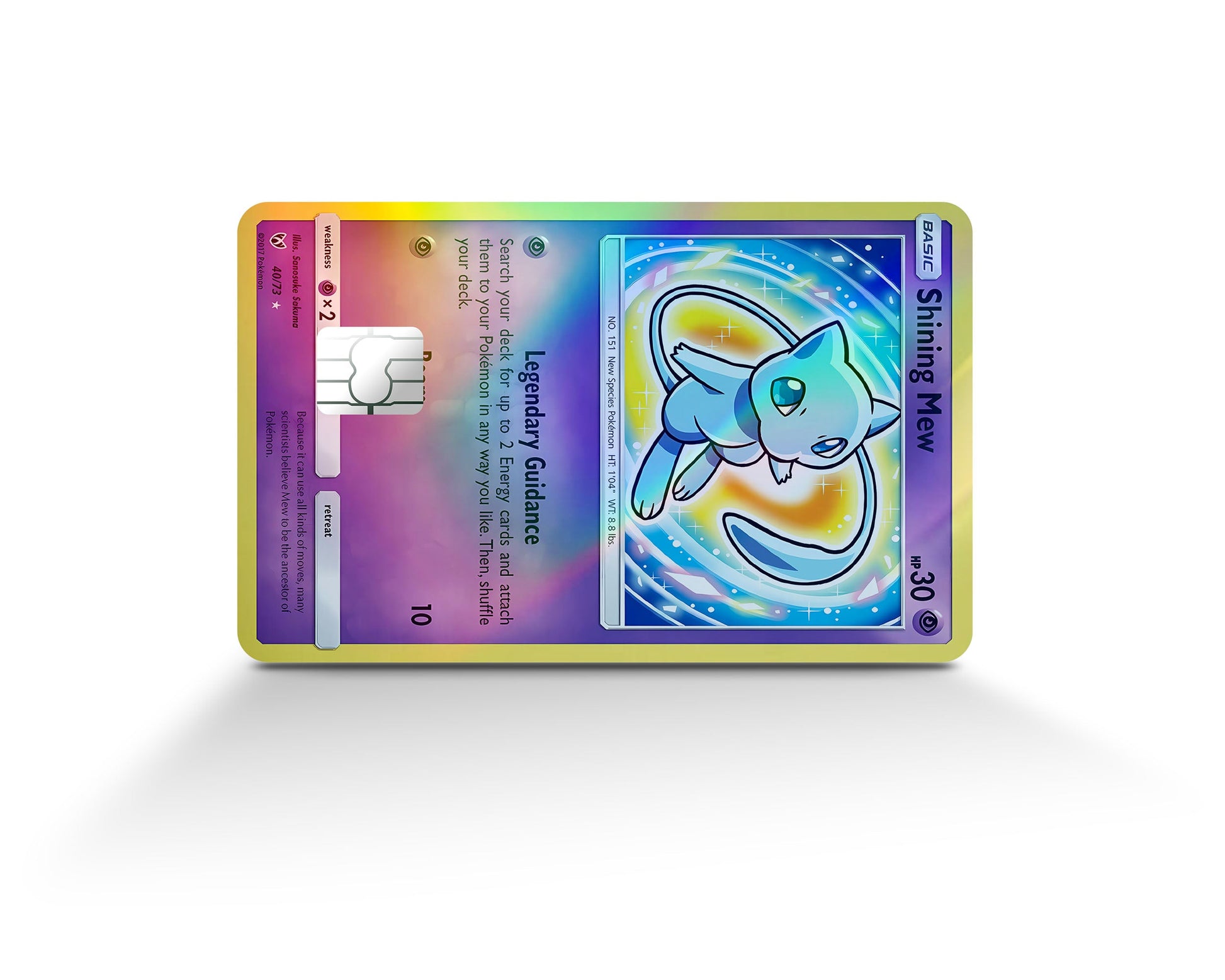 Anime Town Creations Holographic Credit Card Shining Mew Pokemon Card Full Skins - Anime Pokemon Holographic Credit Card Skin
