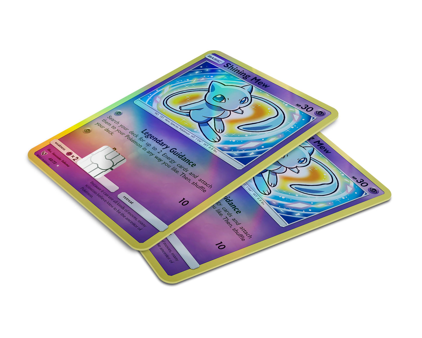 Anime Town Creations Holographic Credit Card Shining Mew Pokemon Card Window Skins - Anime Pokemon Holographic Credit Card Skin