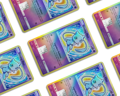 Anime Town Creations Holographic Credit Card Shining Mew Pokemon Card Window Skins - Anime Pokemon Holographic Credit Card Skin