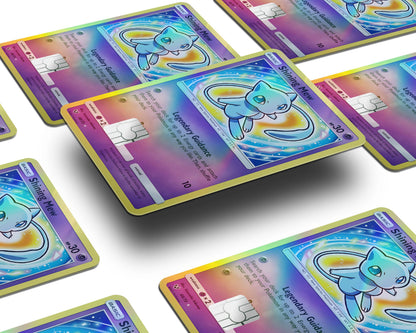 Anime Town Creations Holographic Credit Card Shining Mew Pokemon Card Window Skins - Anime Pokemon Holographic Credit Card Skin