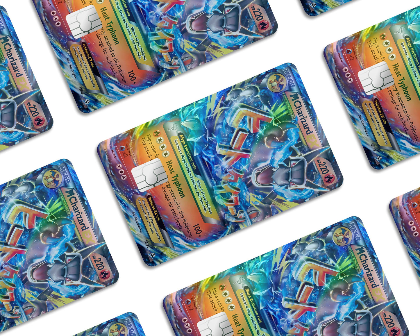 Anime Town Creations Holographic Credit Card Mega Charizard X Pokemon Card Window Skins - Anime Pokemon Holographic Credit Card Skin