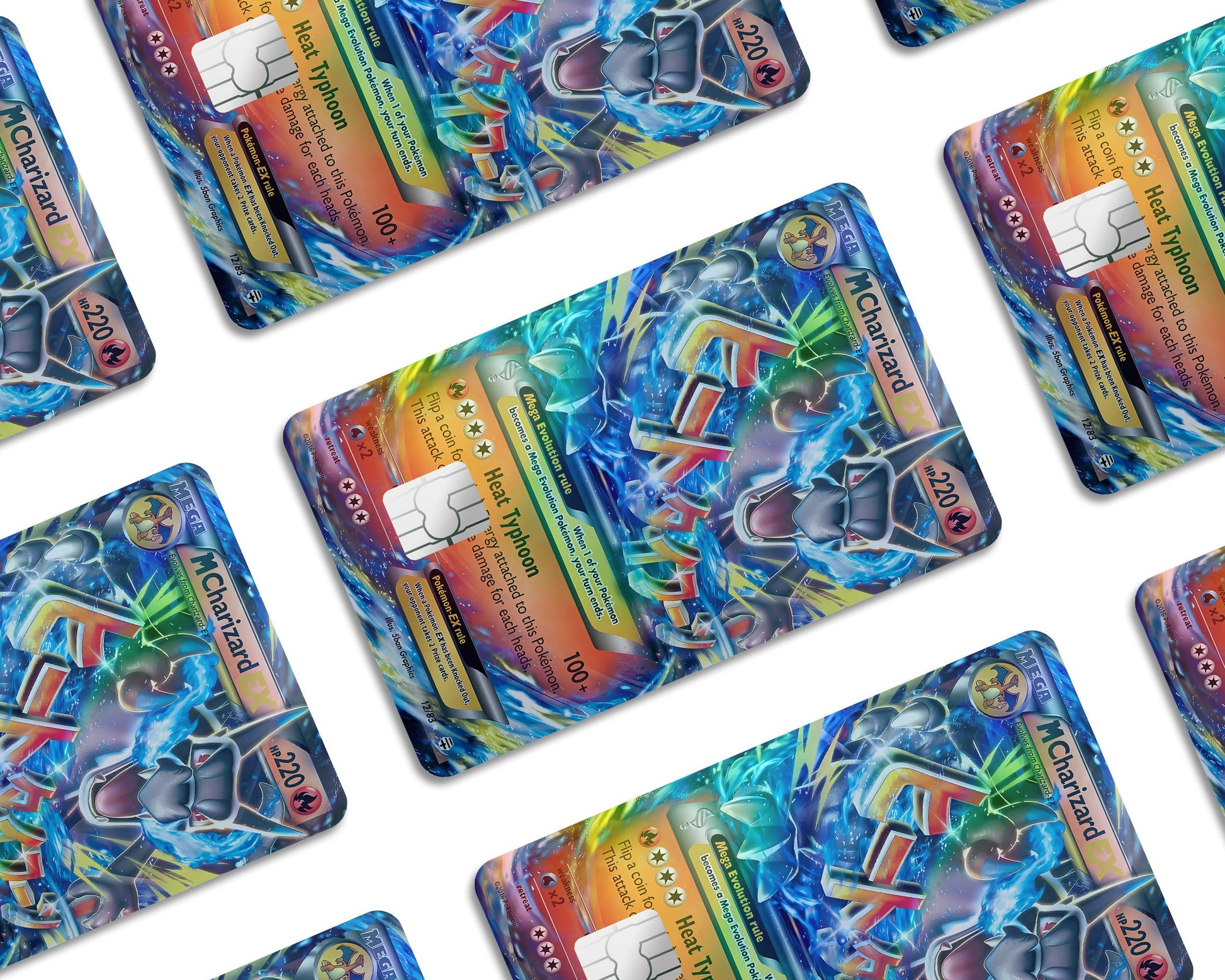 Anime Town Creations Holographic Credit Card Mega Charizard X Pokemon Card Window Skins - Anime Pokemon Holographic Credit Card Skin