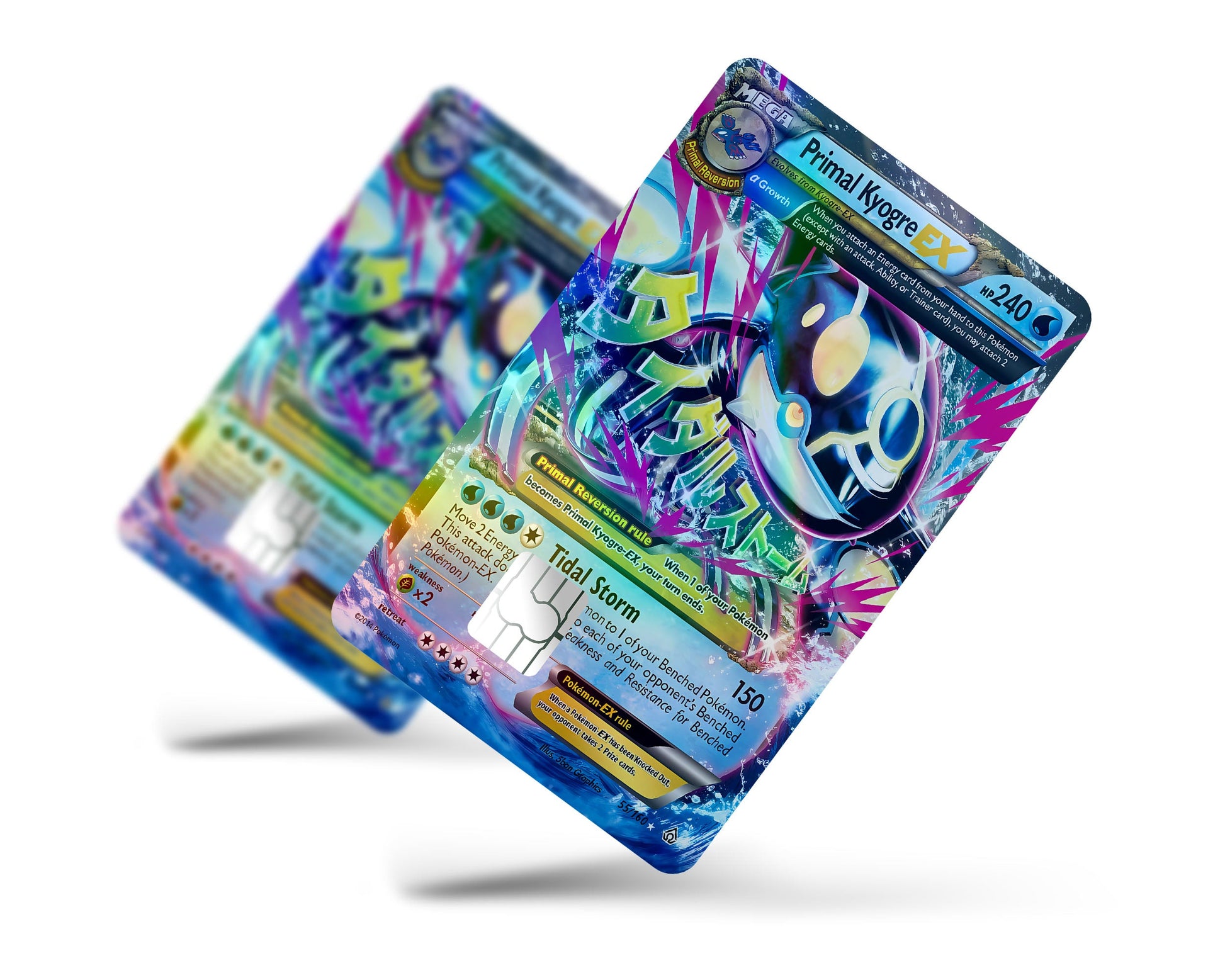 Anime Town Creations Holographic Credit Card Mega Primal Kyogre Pokemon Card Full Skins - Anime Pokemon Holographic Credit Card Skin