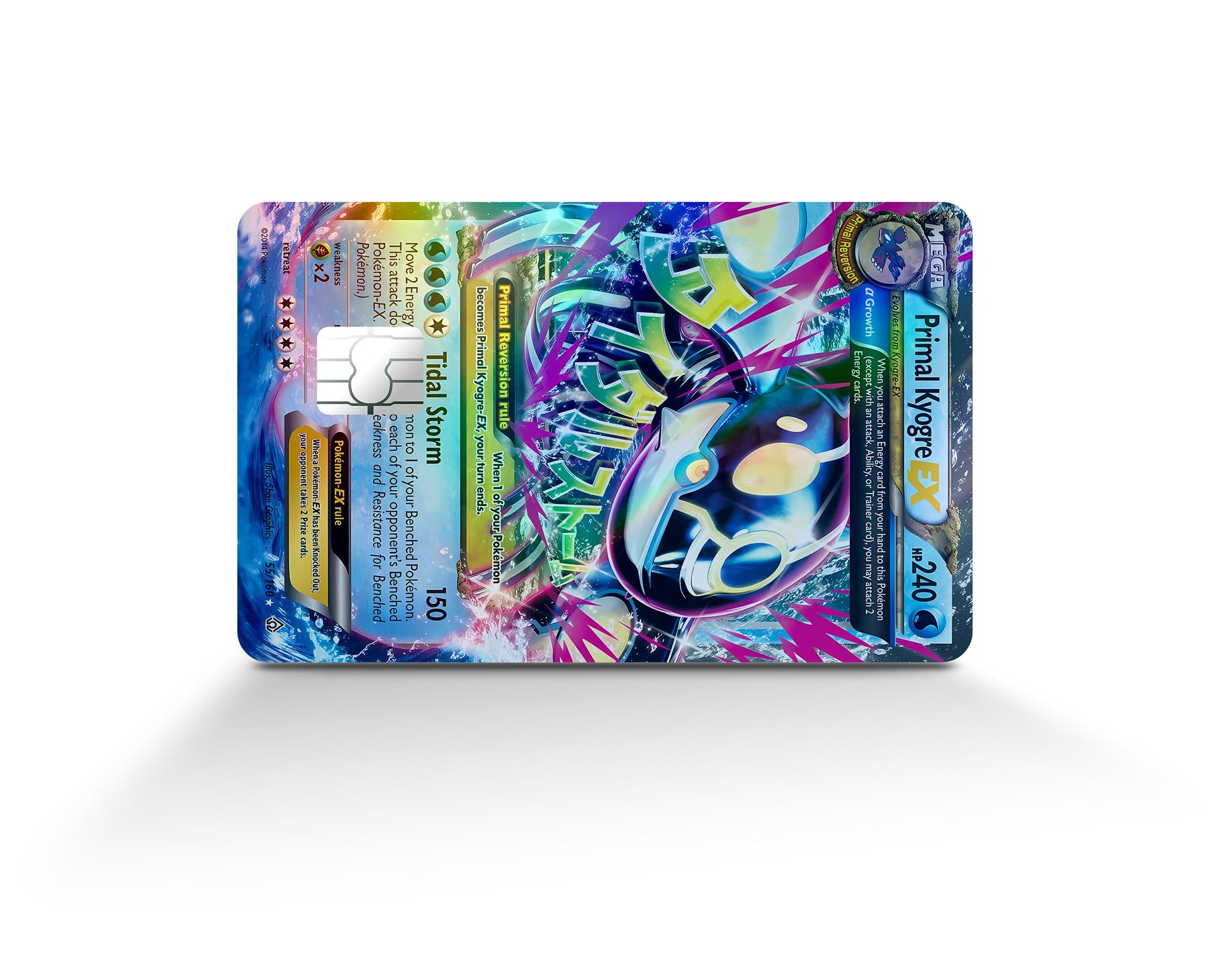 Anime Town Creations Holographic Credit Card Mega Primal Kyogre Pokemon Card Full Skins - Anime Pokemon Holographic Credit Card Skin